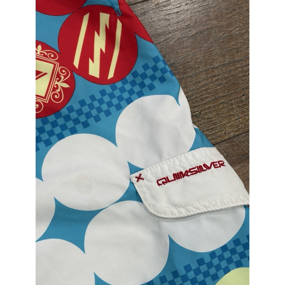 Vintage Y2k Quiksilver Diamond Colorblock AOP Graphic Board Shorts 34 Surfwear - Picture 6 of 12